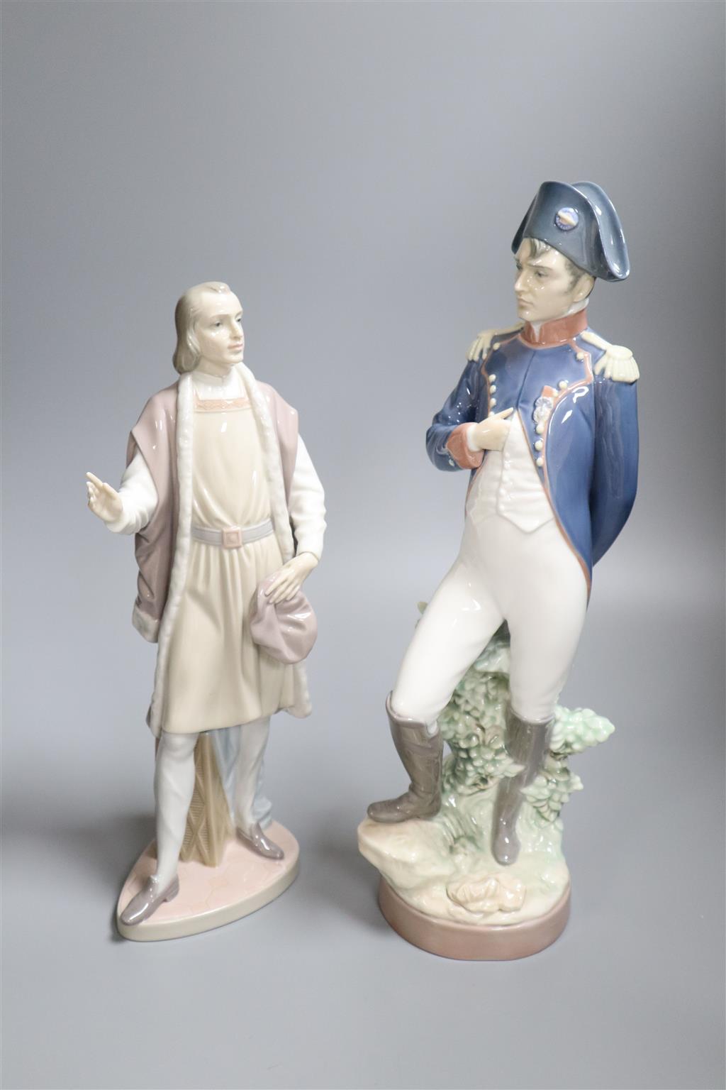 A Lladro figure of Napoleon and another of Christopher Columbus, 35cm